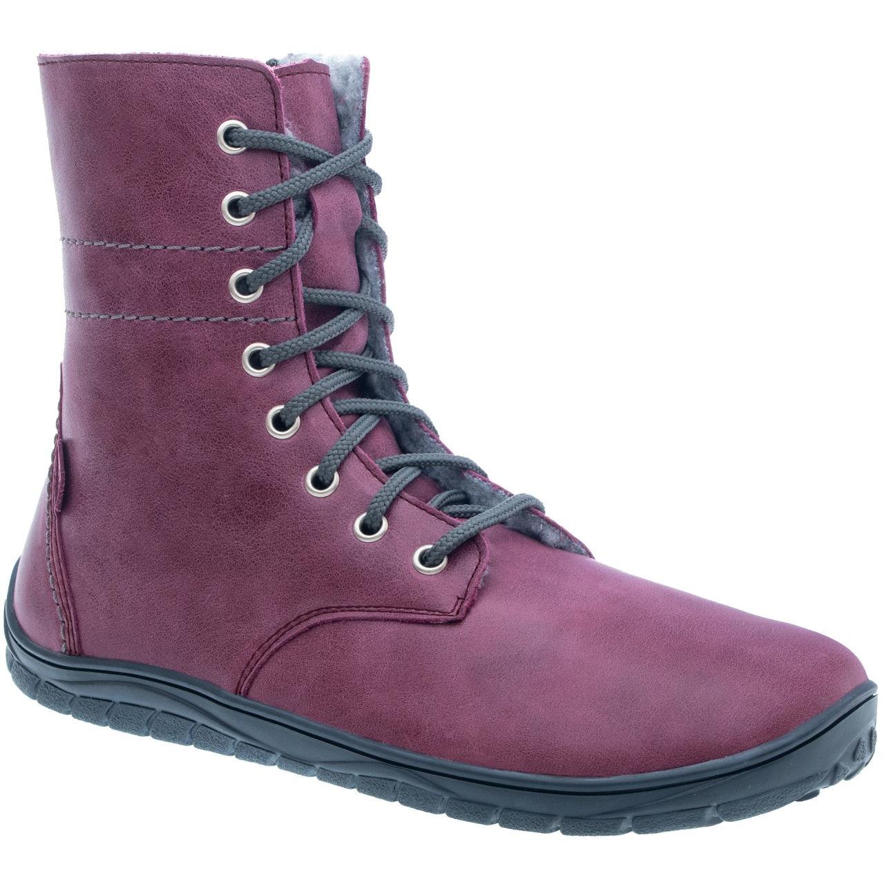 Fare Bare - Freya Winter Shoes Burgundy - botas barefoot de invierno calientes