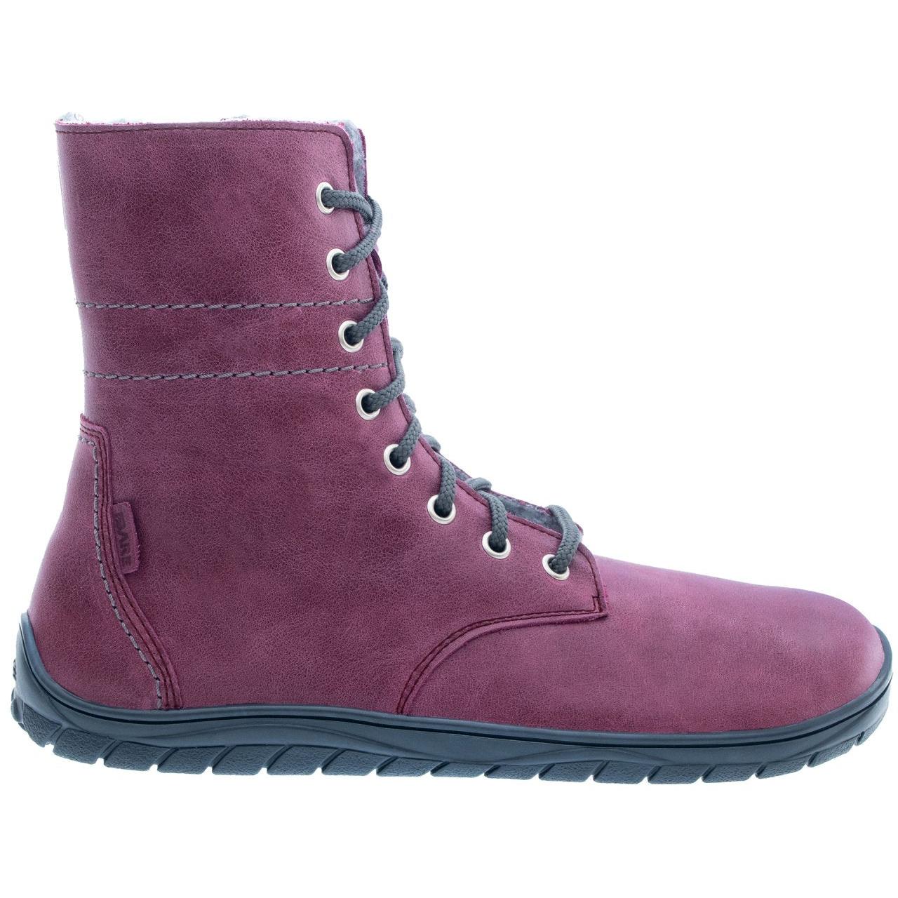 Fare Bare - Freya Winter Shoes Burgundy - botas barefoot de invierno calientes