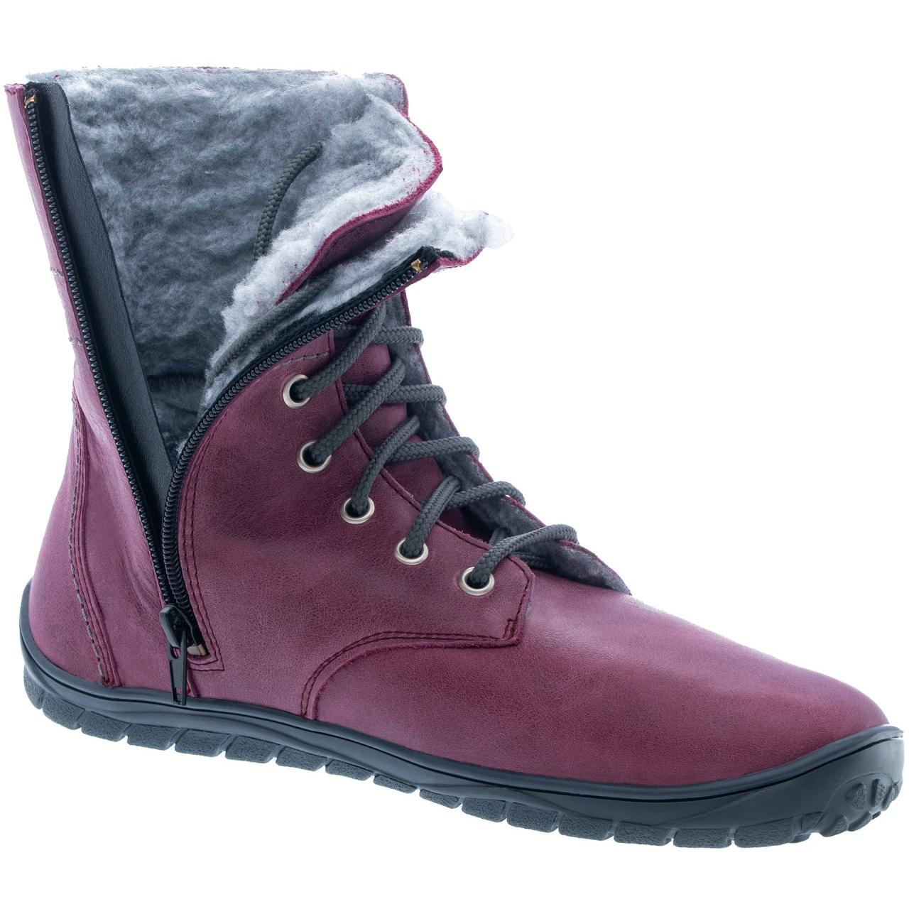 Fare Bare - Freya Winter Shoes Burgundy - botas barefoot de invierno calientes