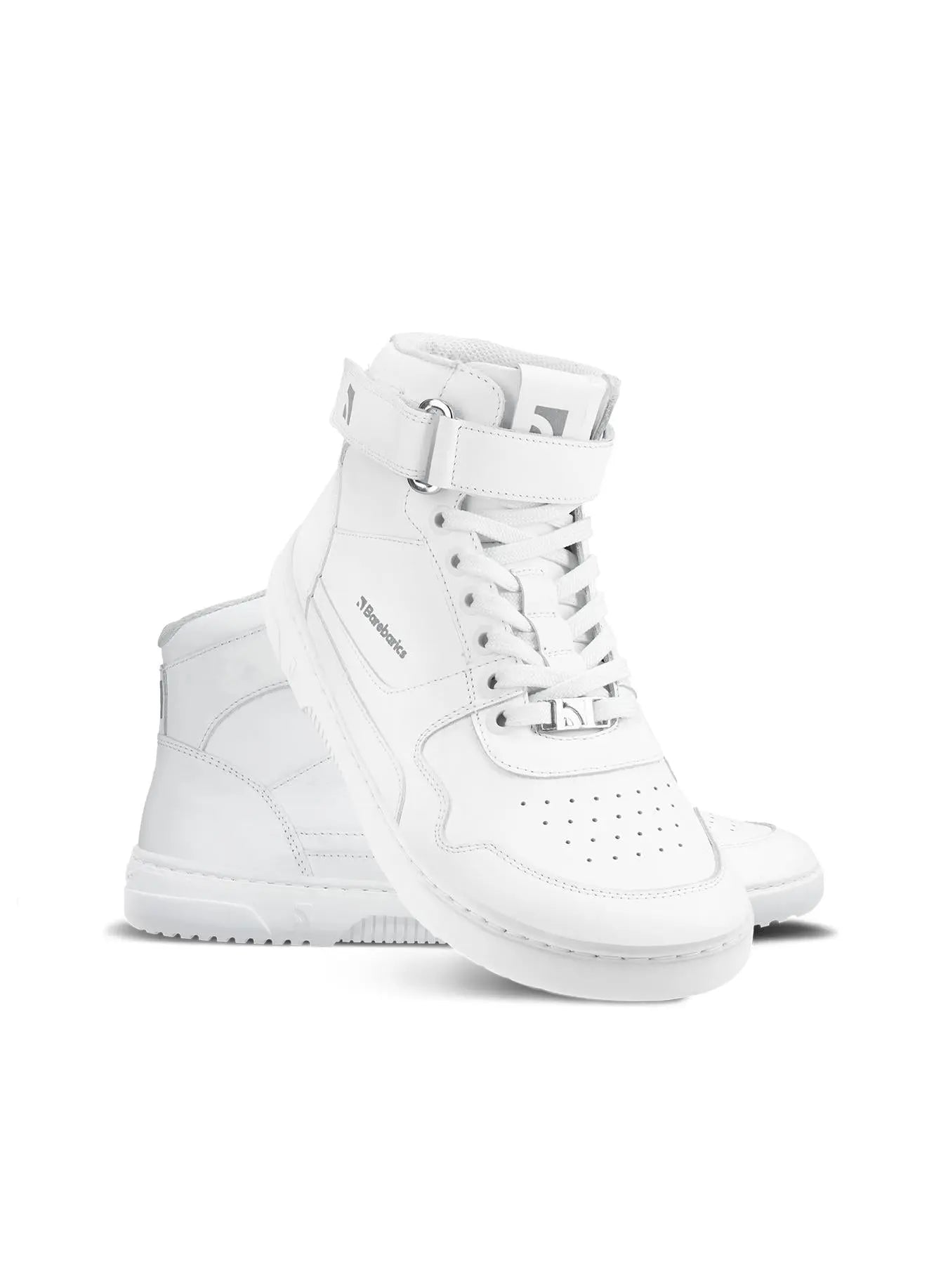 Barebarics - Zing High Top All White Leather - Zapatillas barefoot de caña alta unisex blancas