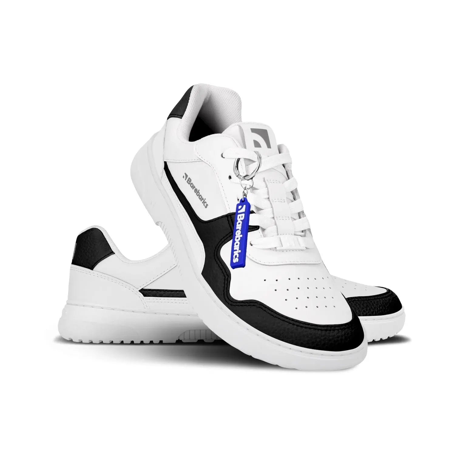 Barebarics - Zing White & Black Leather - Zapatillas barefoot unisex blanco y negro
