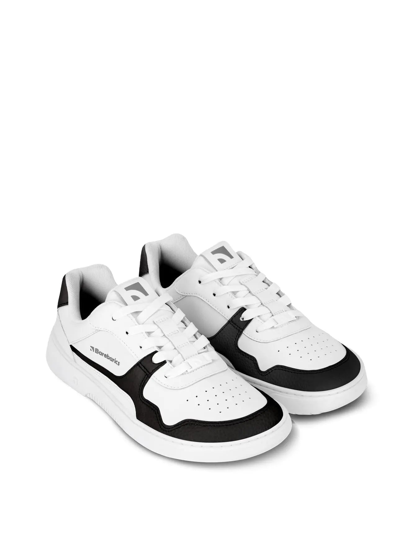 Barebarics - Zing White & Black Leather - Zapatillas barefoot unisex blanco y negro