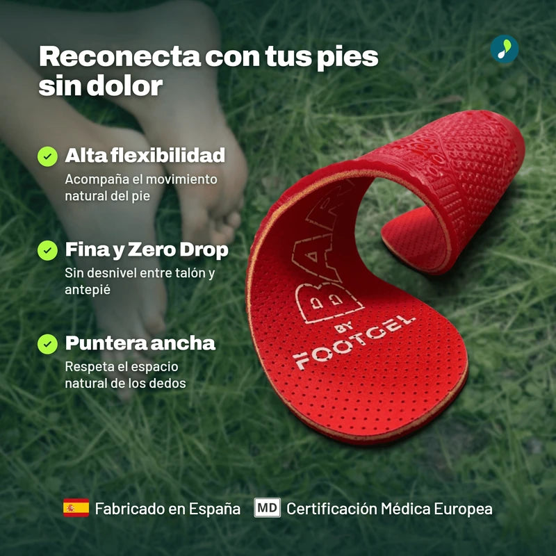 Footgel Barefoot - Plantillas barefoot de alta amortiguación y transición (0 Drop)
