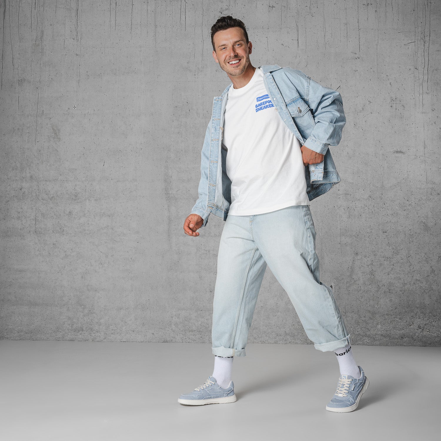 Barebarics - Zing Denim Light Blue - Zapatillas barefoot unisex azules de tela vaquera