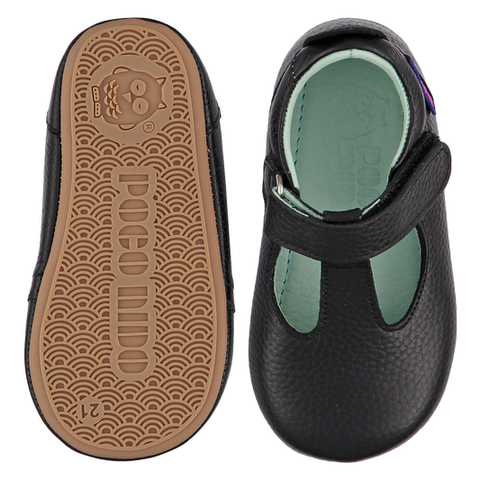 Poco Nido - Mighty Shoes Black - T Bar - Merceditas colegiales barefoot