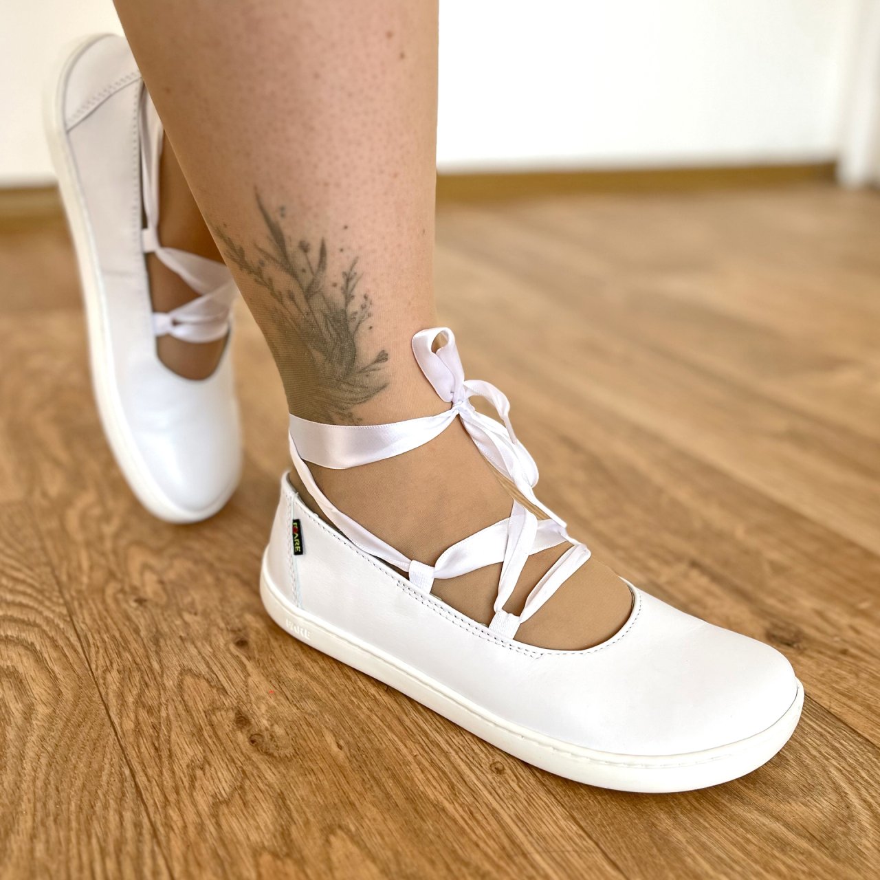 Fare Bare - Ballerinas Bianca White - Bailarinas barefoot cuero - Cacles Barefoot