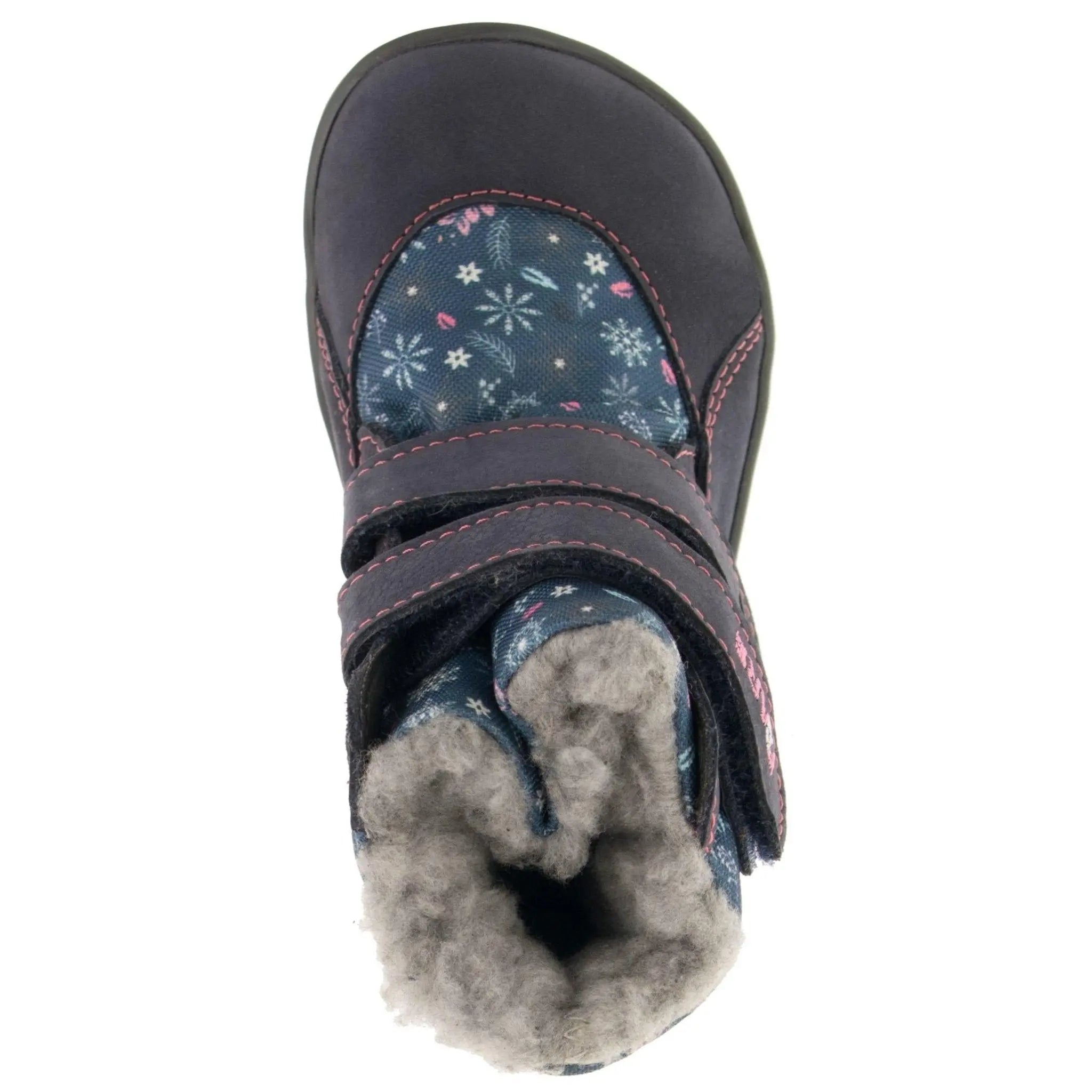 Fare Bare Kids - Frostky Hiver Imperméable Bleu/Rose - Bottines barefoot imperméables avec doublure hivernale
