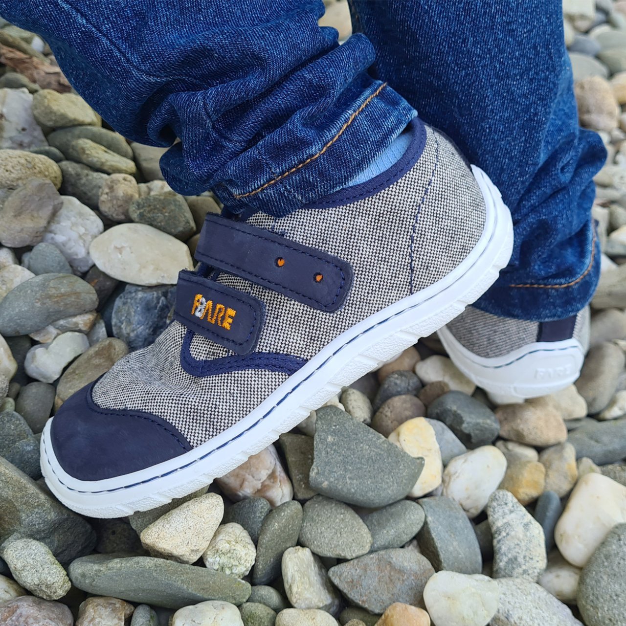 Fare Bare Kids - Serie A Navy & White - Lonetas barefoot - Cacles Barefoot