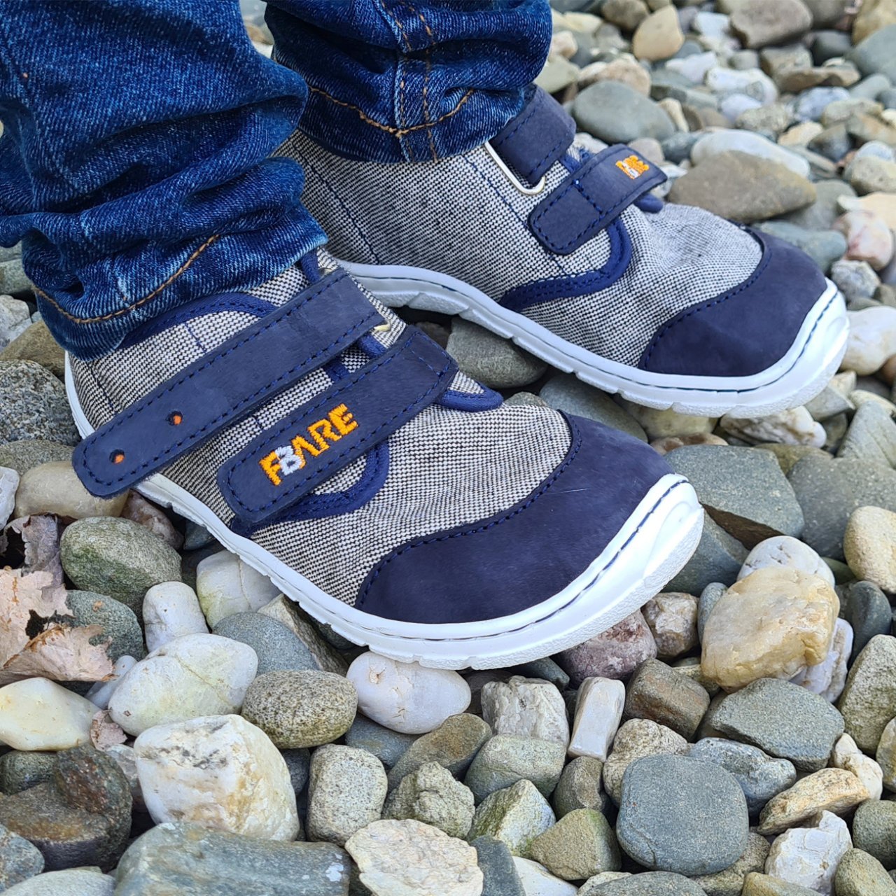Fare Bare Kids - Serie A Navy & White - Lonetas barefoot - Cacles Barefoot