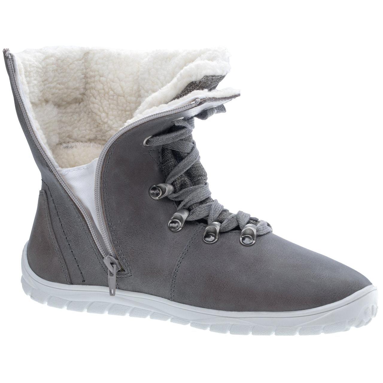 Fare Bare - Norry Winter Grey - Botines barefoot impermeables con forro invernal - Cacles Barefoot