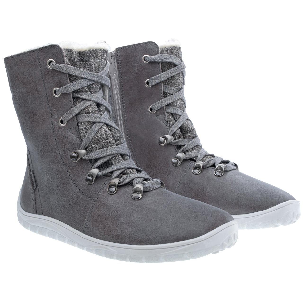 Fare Bare - Norry Winter Grey - Botines barefoot impermeables con forro invernal - Cacles Barefoot