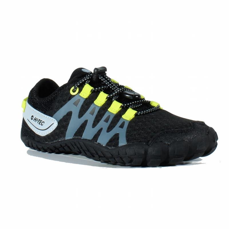 HI - Tec - Abyss Junior Black/Lime - deportivas barefoot aire libre - Cacles Barefoot
