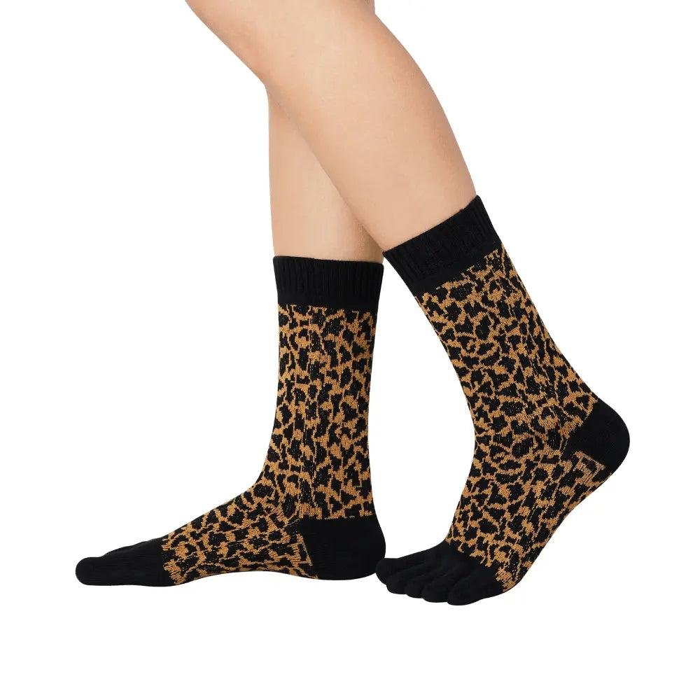 Knitido Trailer Garden Leopard - Calcetines de Dedos en Estampado Animal - Cacles Barefoot