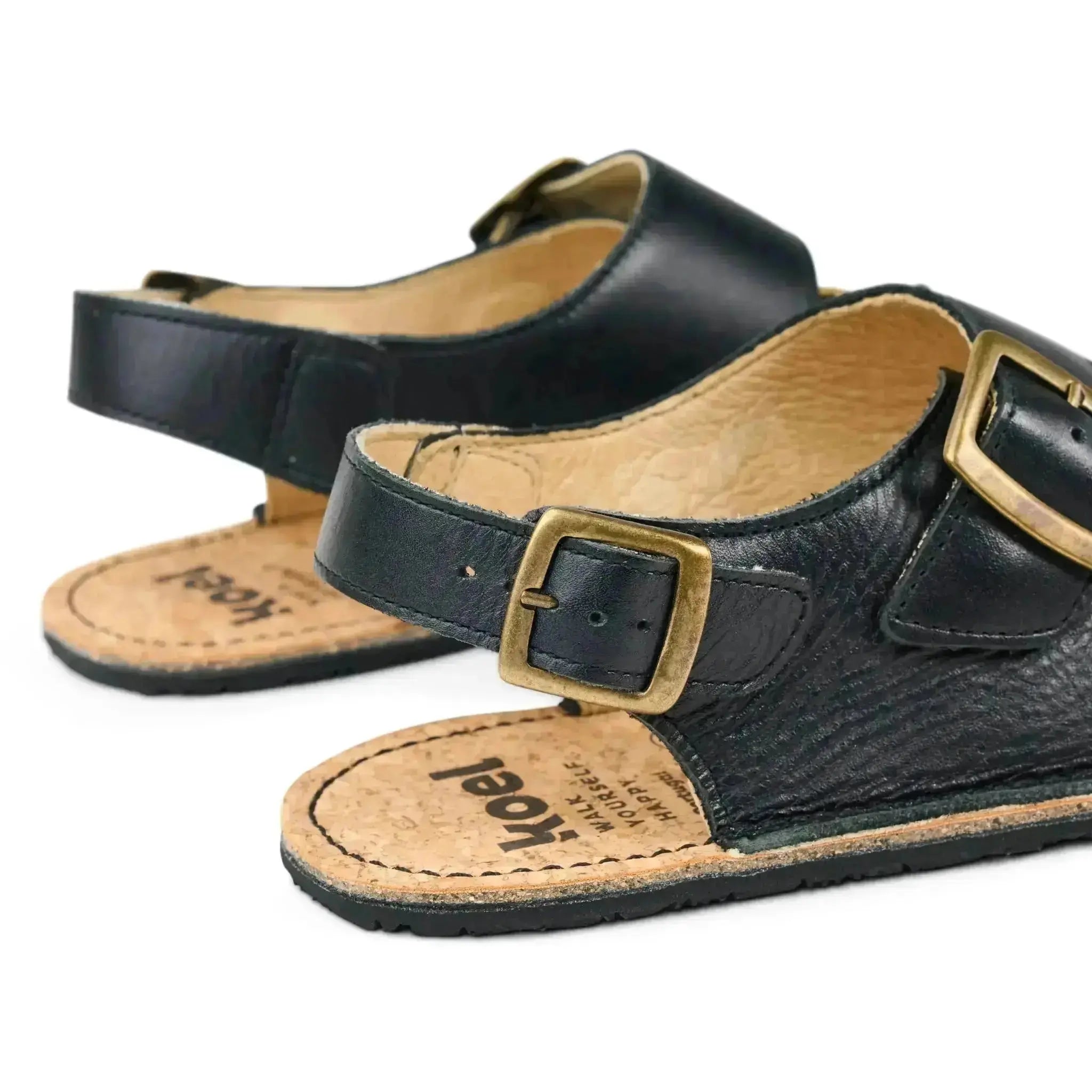 Koel - Ada Black - sandalias barefoot triple hebilla negras para mujer