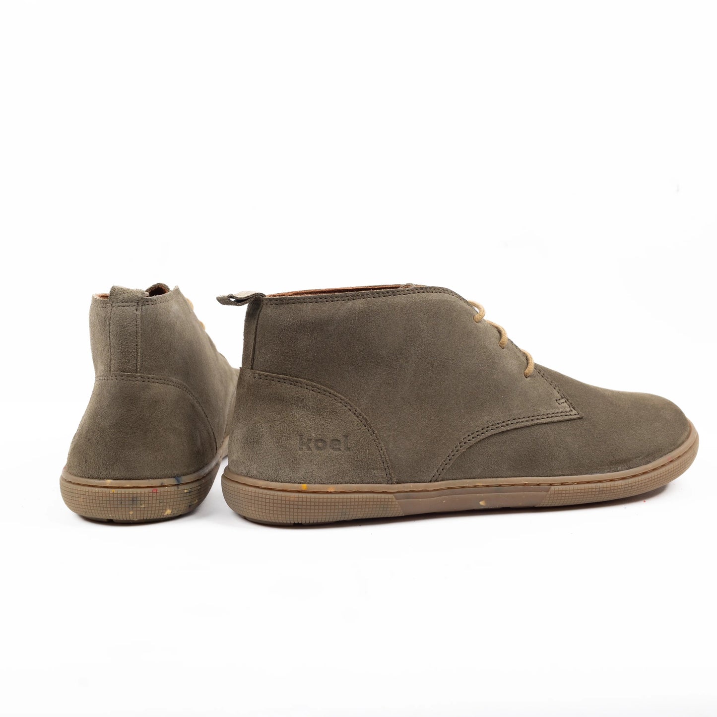 Koel - Fea Suede Eco Olive - Botines barefoot bajos de ante - Cacles Barefoot