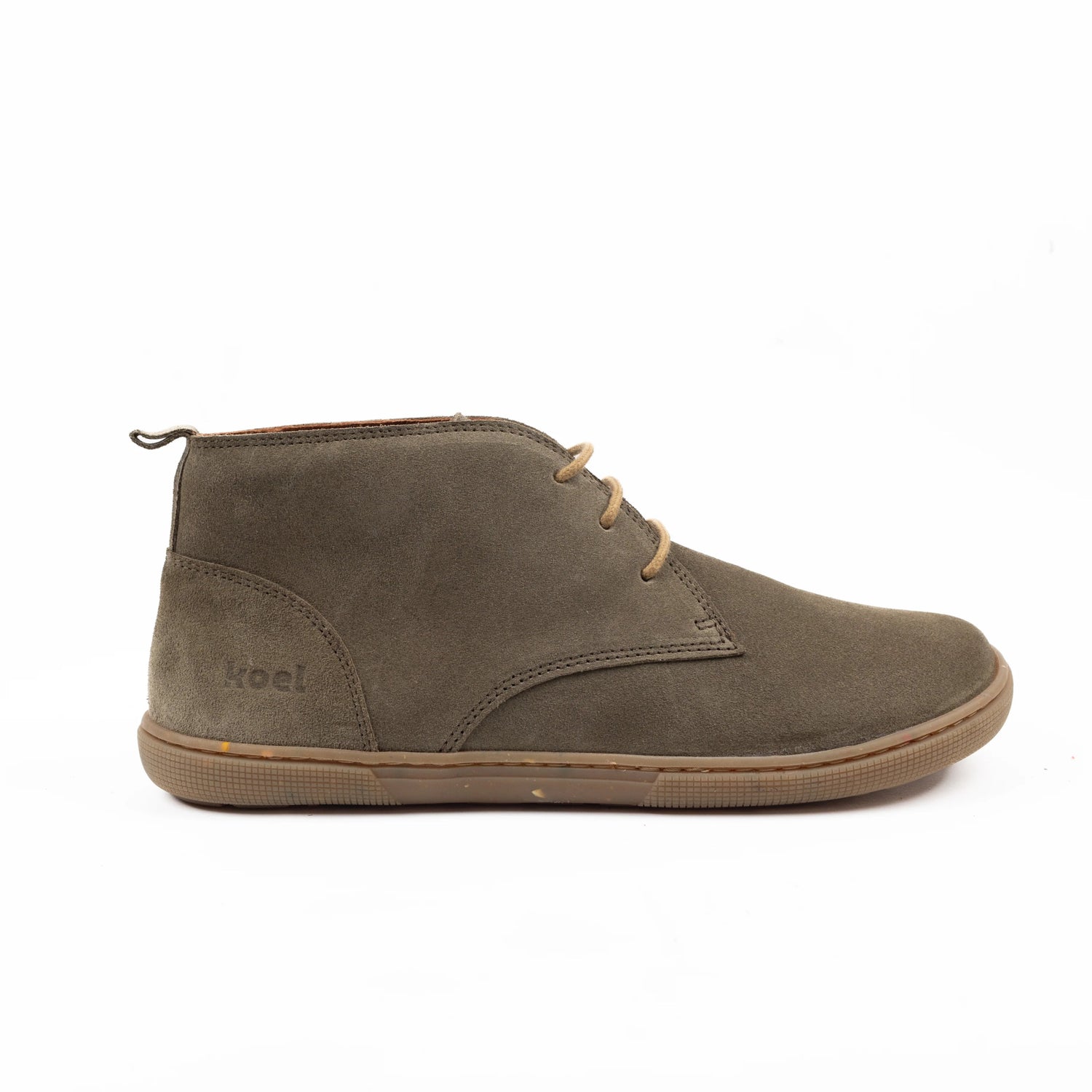 Koel - Fea Suede Eco Olive - Botines barefoot bajos de ante - Cacles Barefoot