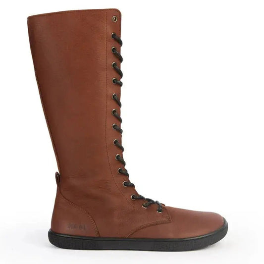Koel - Flora Lambswool Chocolate - Botas altas barefoot calientes - Cacles Barefoot