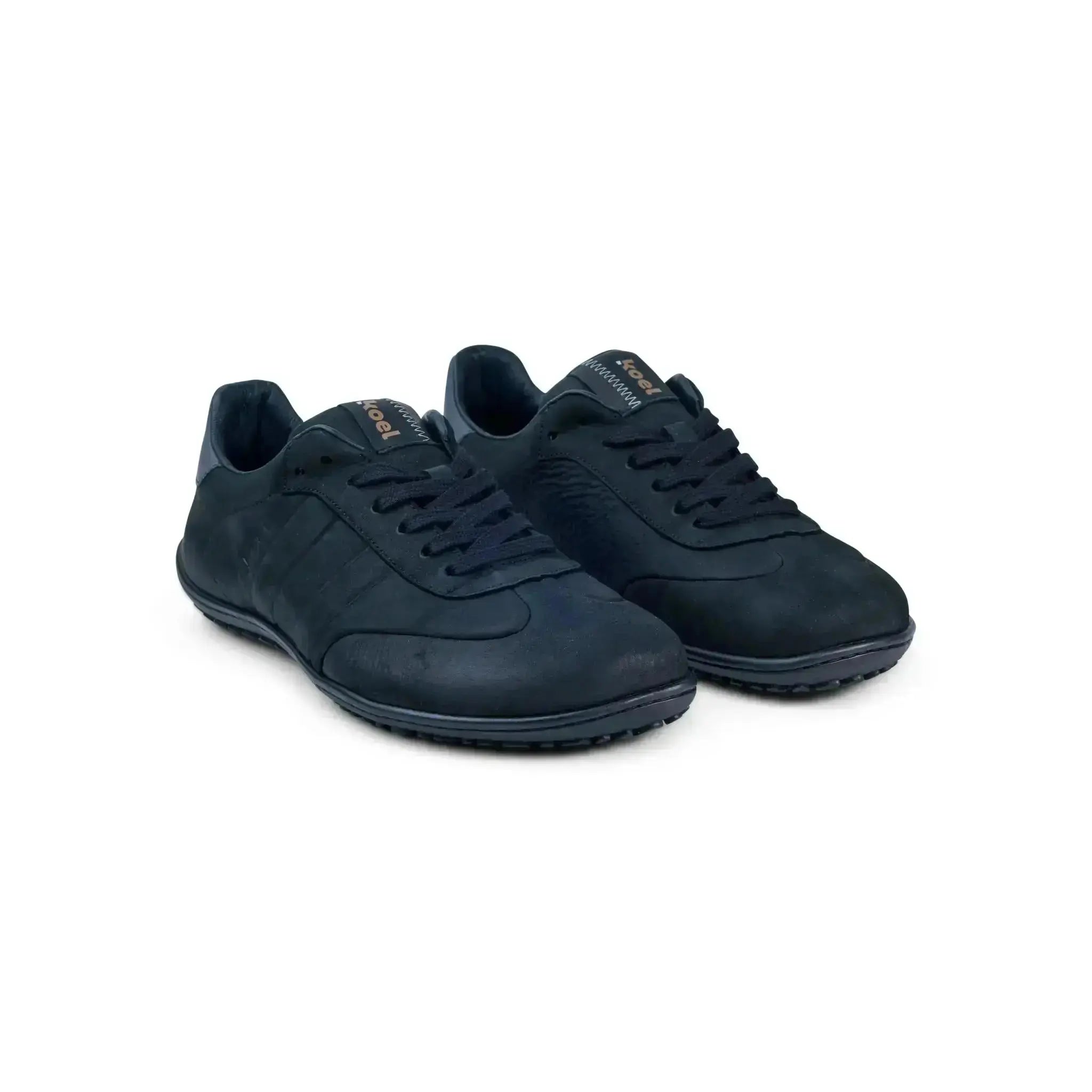 Koel Men – IDO Leather Black - Deportivas Barefoot Casual negras para hombre