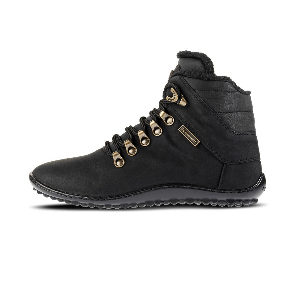 Leguano Husky Schwarz - Botines barefoot calientes para senderismo y uso casual