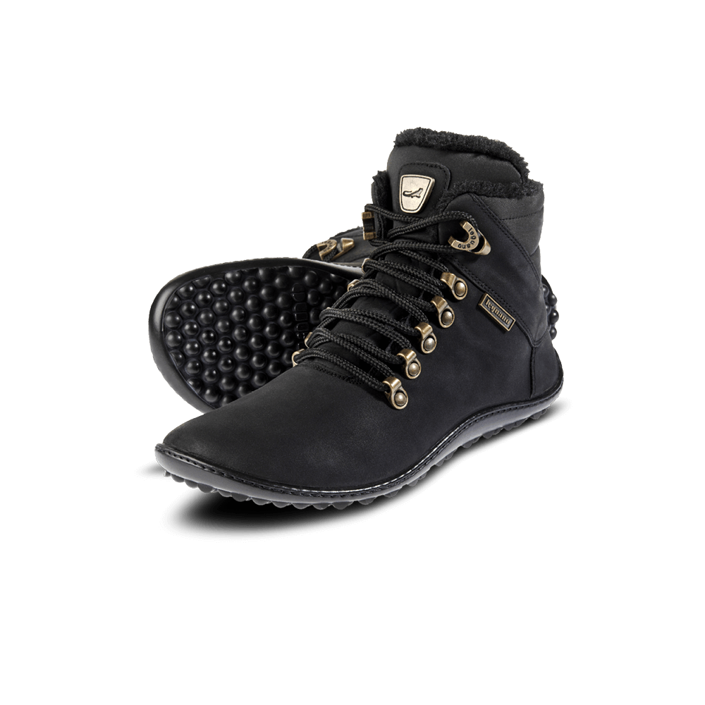 Leguano Husky Schwarz - Botines barefoot calientes para senderismo y uso casual