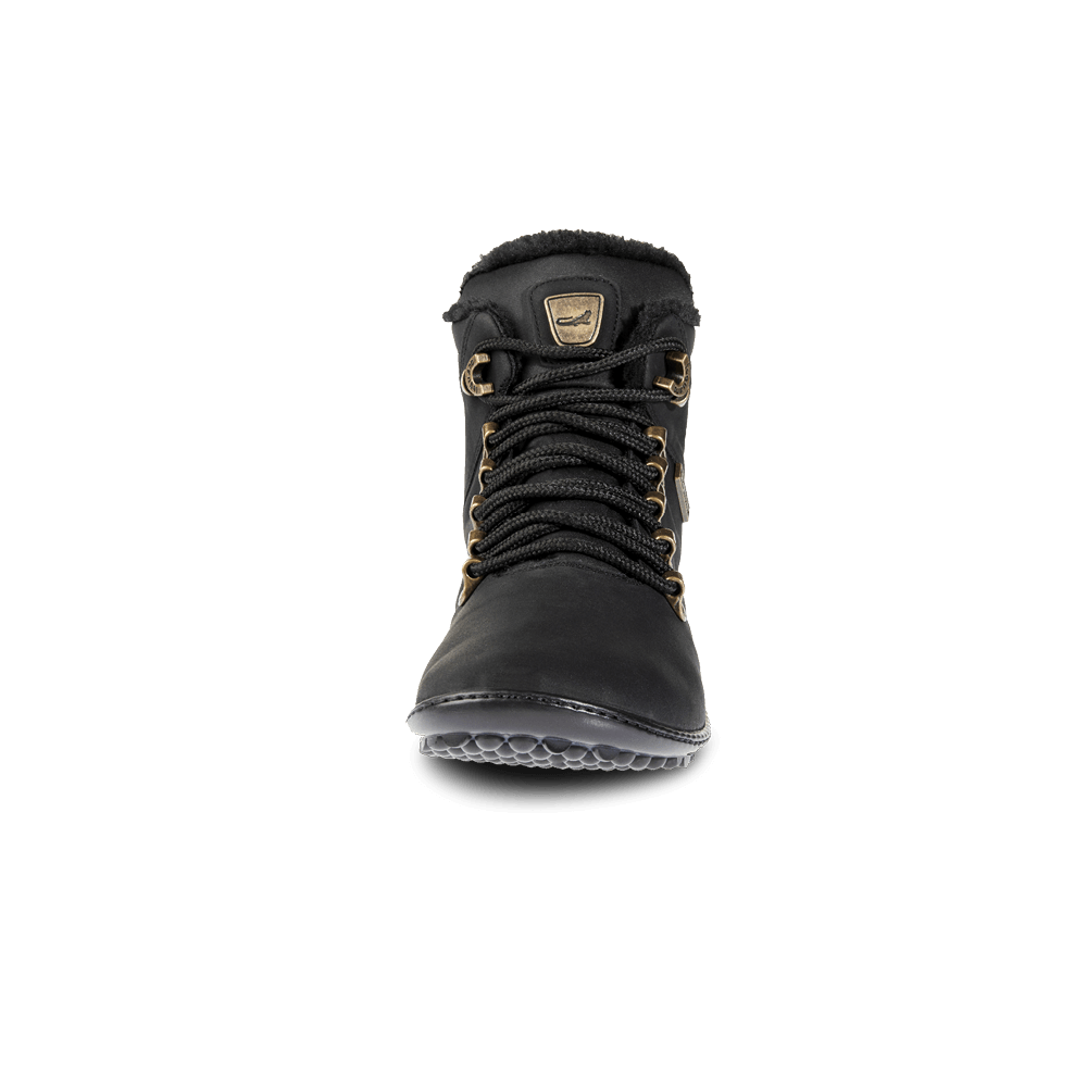 Leguano Husky Schwarz - Botines barefoot calientes para senderismo y uso casual