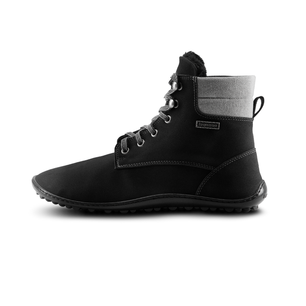 Leguano Icebare Shwarz - Botas barefoot calientes para senderismo y uso diario negras