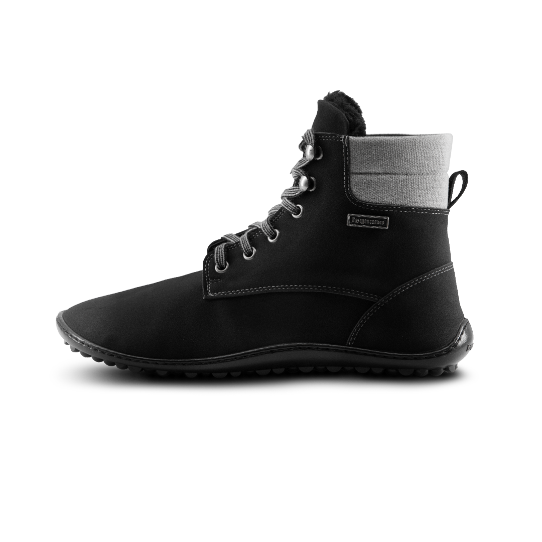 Leguano Icebare Shwarz - Botas barefoot calientes para senderismo y uso diario negras