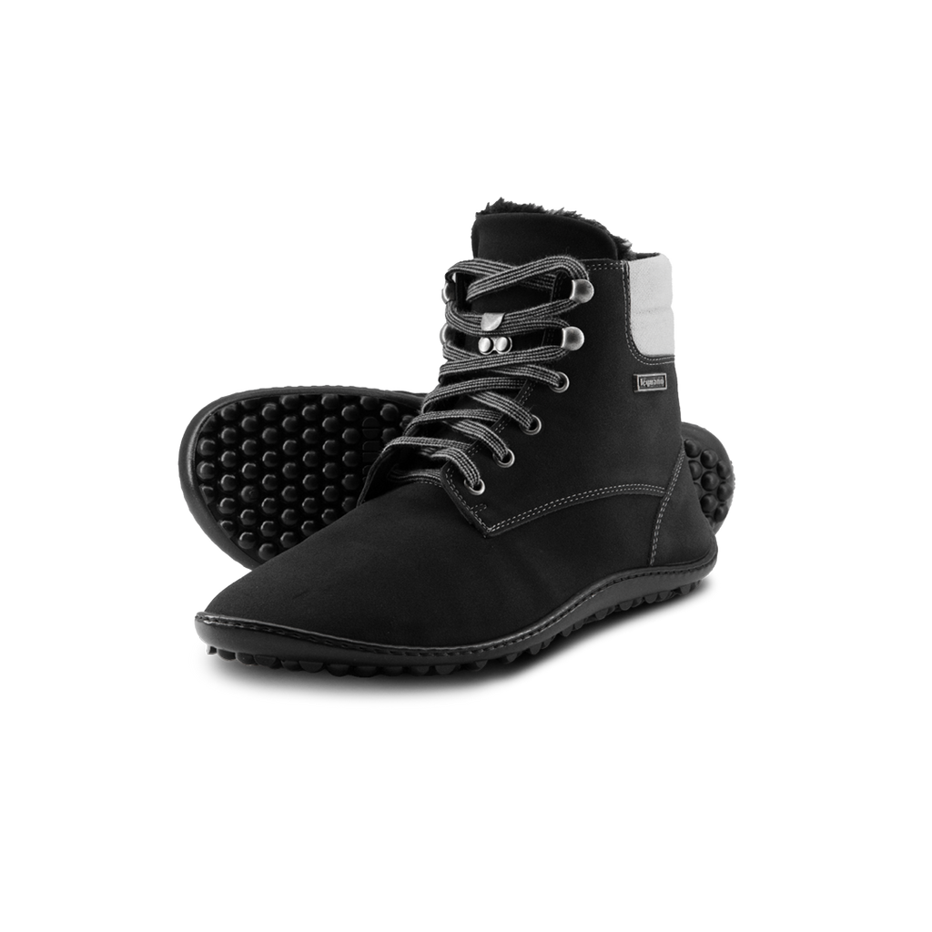 Leguano Icebare Shwarz - Botas barefoot calientes para senderismo y uso diario negras
