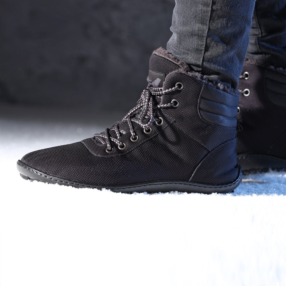 Leguano Kosmo Scharz - Botines barefoot calientes para uso diario negros