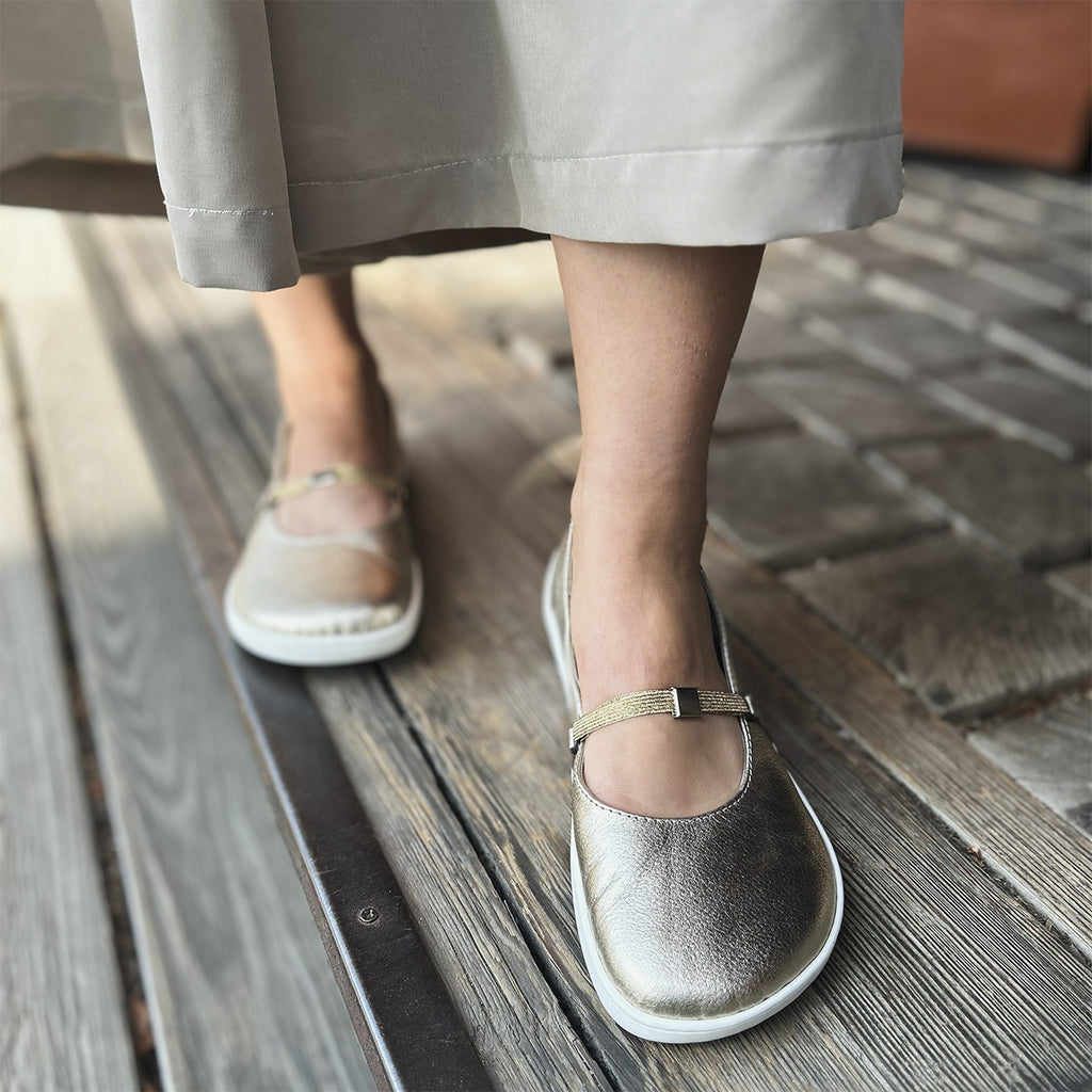 Fare Bare Ballerinas Gold - Bailarinas barefoot de cuero para mujer doradas