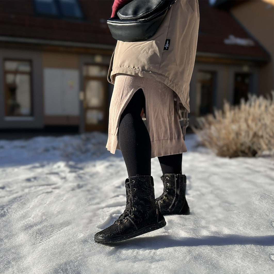 Fare Bare - Norry Winter Black - Bottines barefoot imperméables et chaudes unisexes
