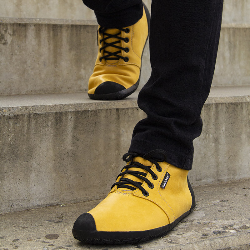 Saltic Vintero Mustard - Botines barefoot otoñales con membrana térmica amarillos