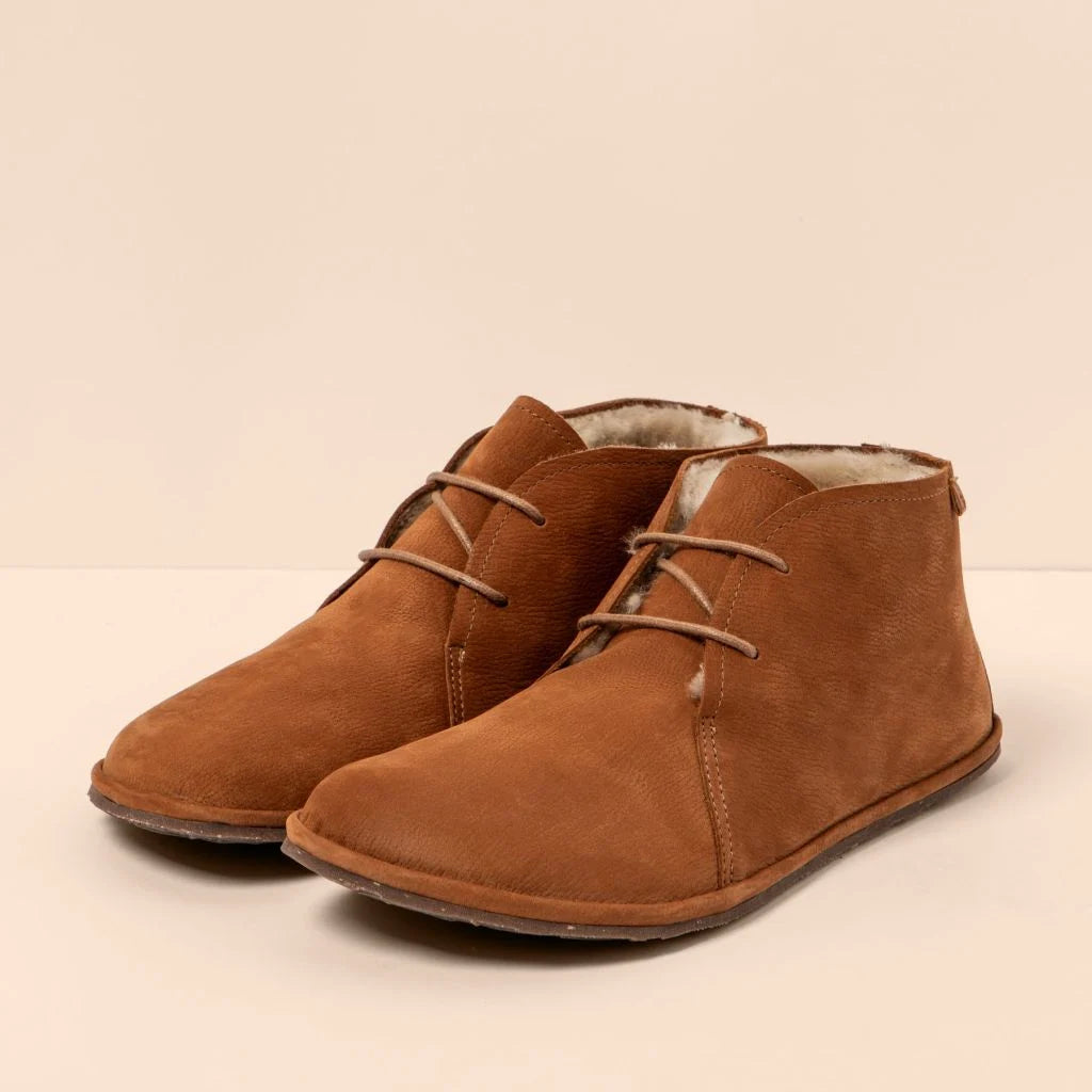 El Naturalista 5672C Bare Pleasant Wood - Botines "pisacacas" barefoot calientes marrón claro