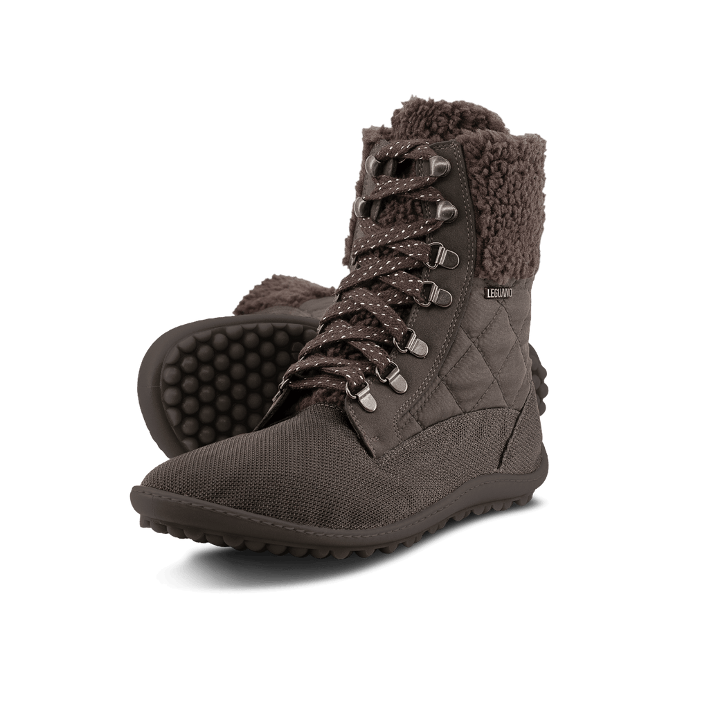 Leguano Nicebare - Botas barefoot calientes de mujer marrones