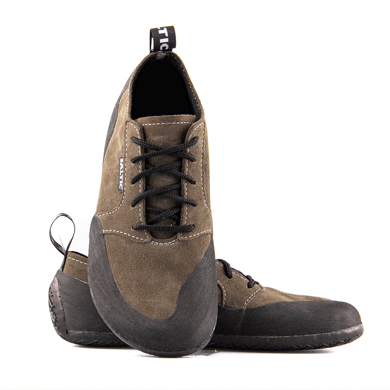 Saltic Outdoor Flat Olive - Zapatillas barefoot unisex para senderismo verdes