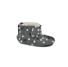 Omaking - Kaku Grey with dots - zapatillas de casa respetuosas infantiles calentitas de lana azules