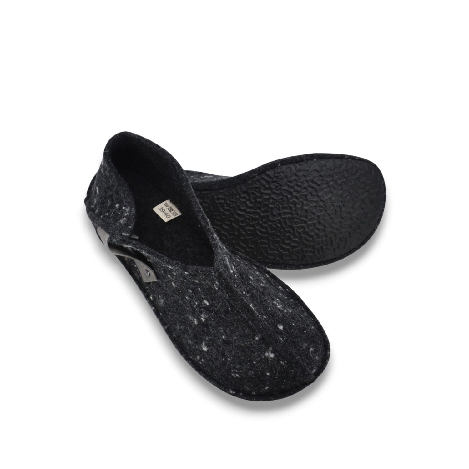 OmaKing - Tohkri Grey & Dots - babuchas de casa barefoot de fieltro - Cacles Barefoot