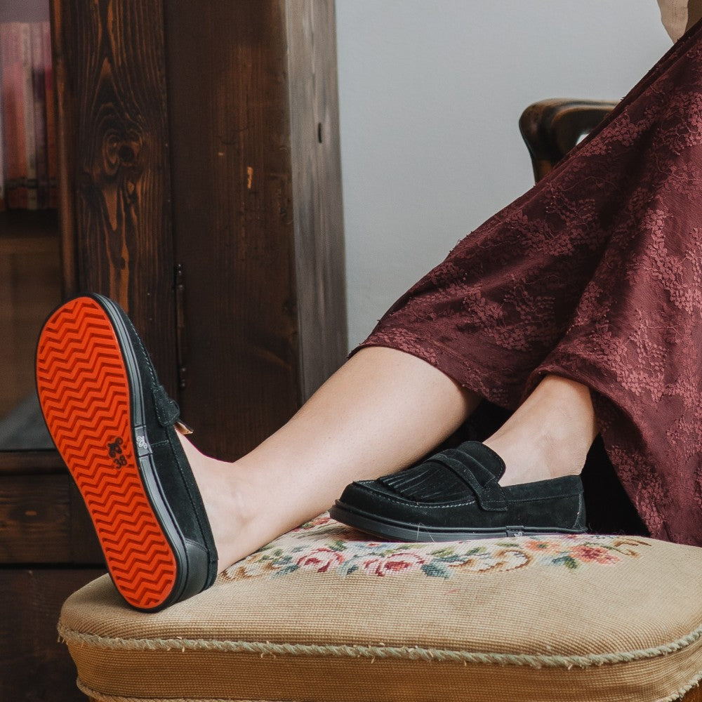 Magical Shoes Pienza Black Suede - Mocasines barefoot unisex negros