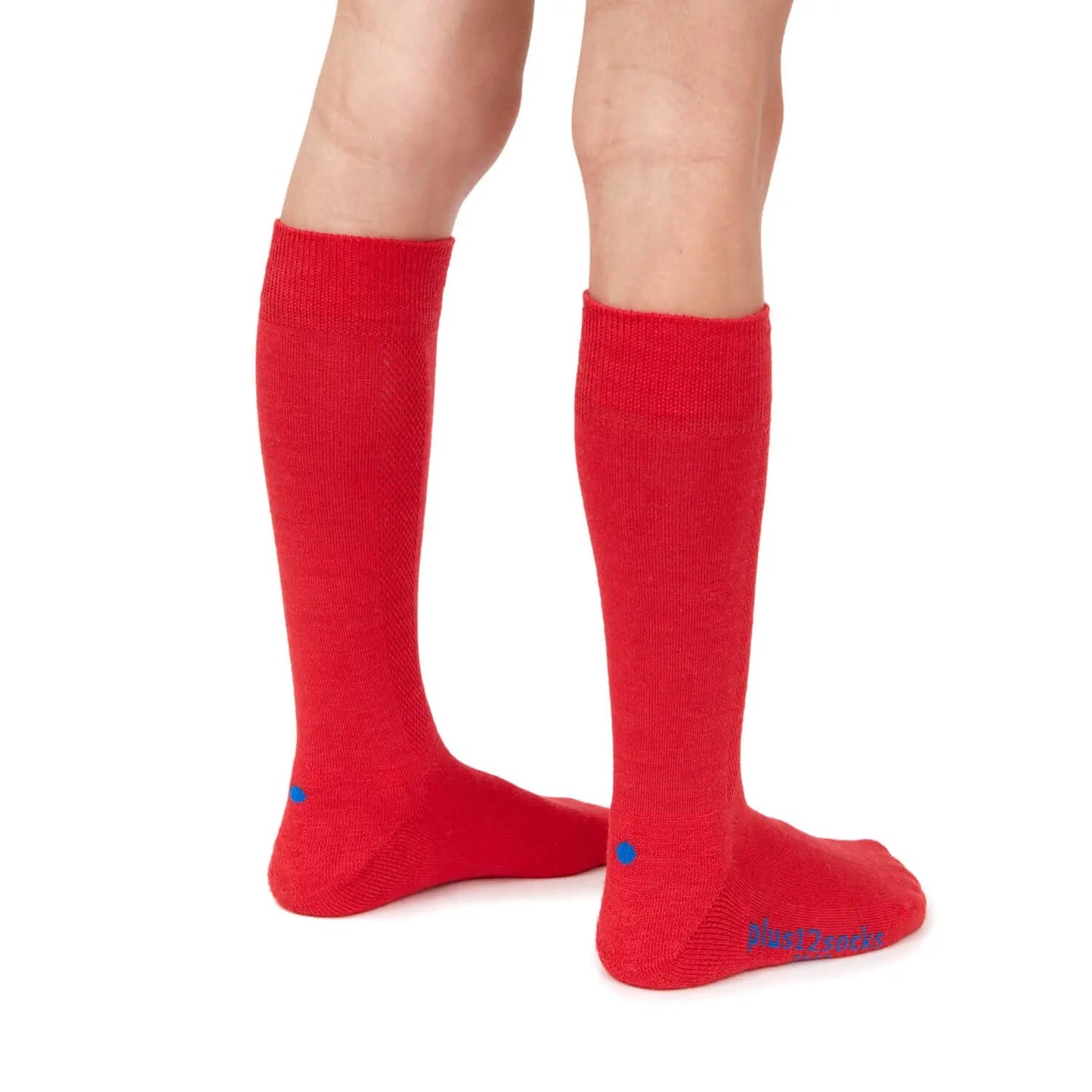 Plus12 - Calcetines barefoot largos - Lana merino - Rojo - Cacles Barefoot