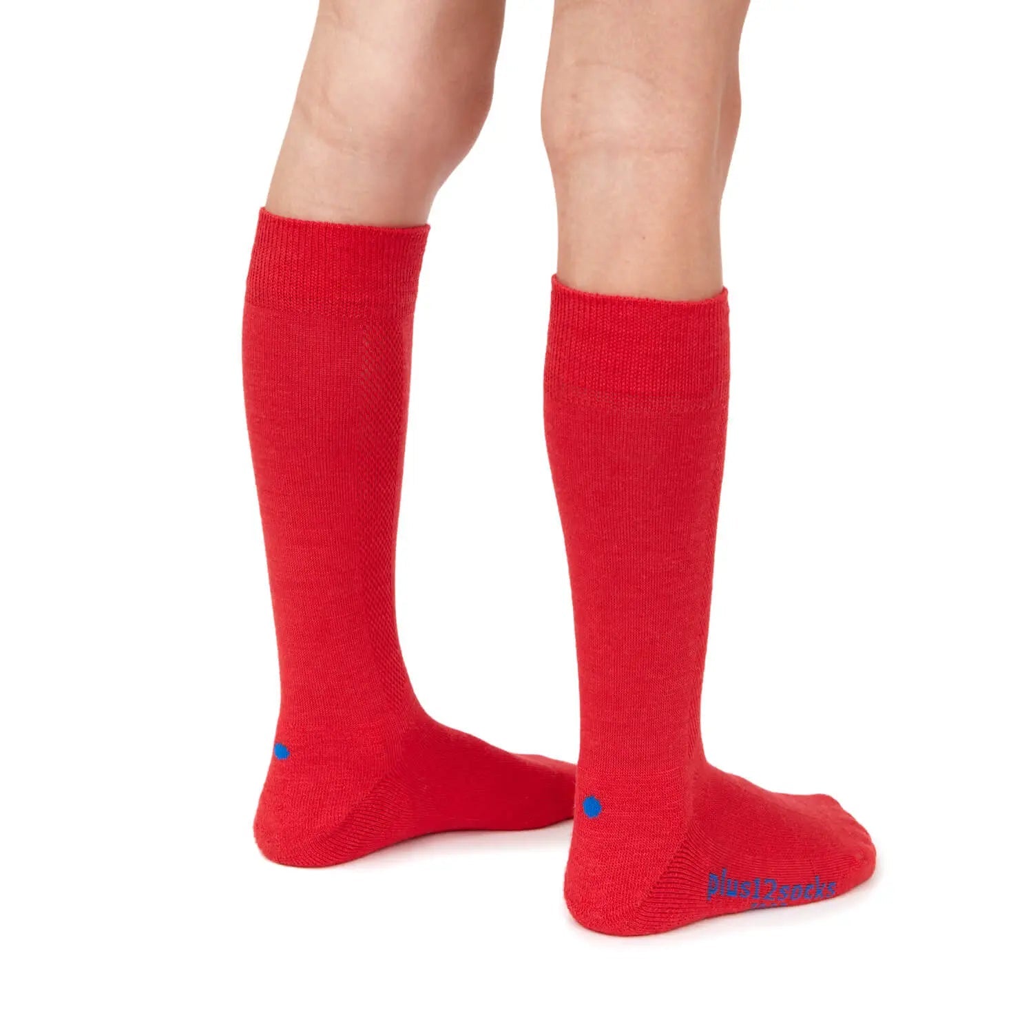 Plus12 - Calcetines barefoot largos - Lana merino - Rojo - Cacles Barefoot