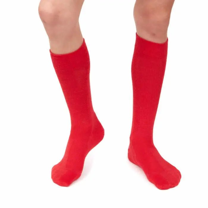 Plus12 - Calcetines barefoot largos - Lana merino - Rojo - Cacles Barefoot