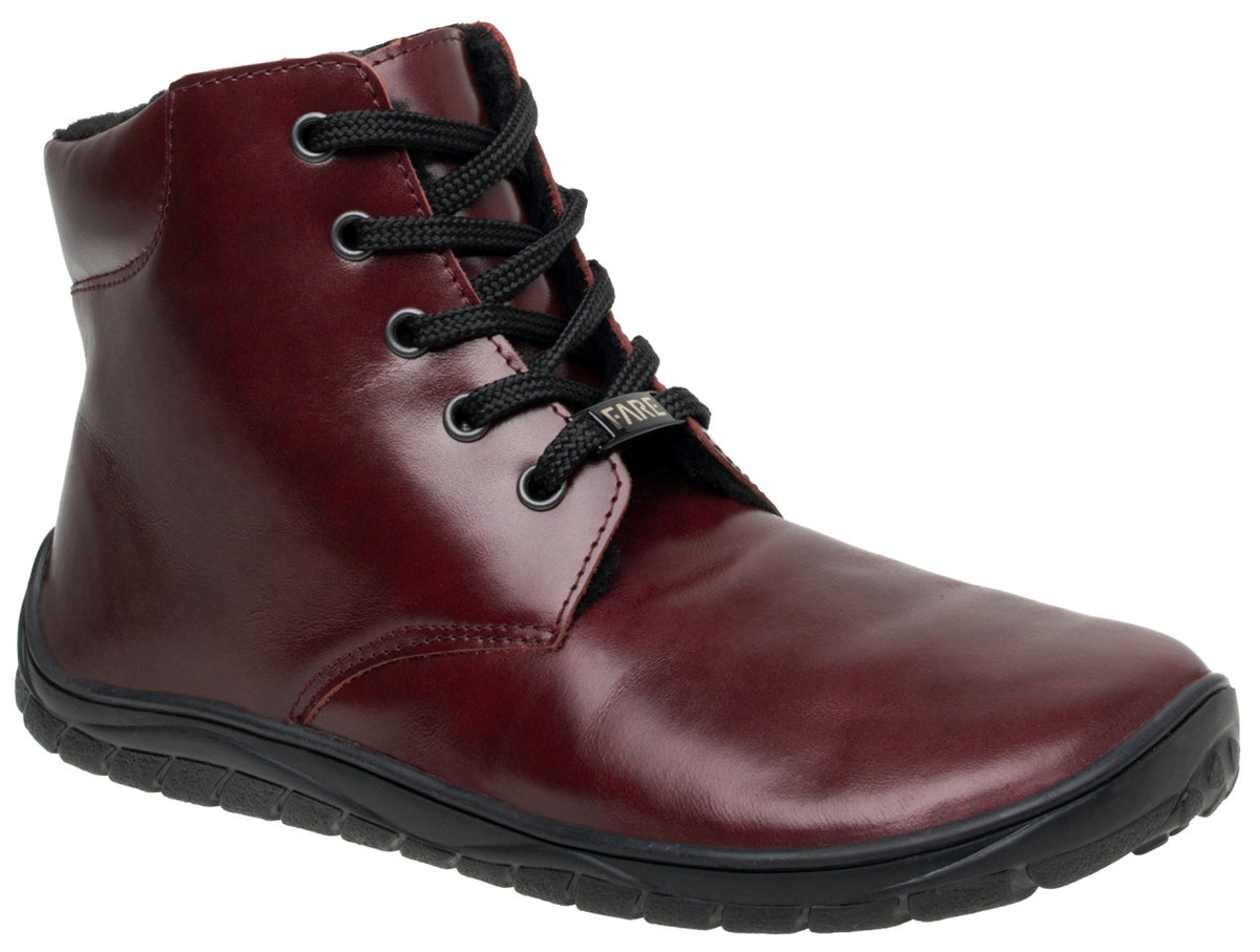 Fare Bare Nivella Winter Burgundy - Botines barefoot con forro invernal unisex burdeos