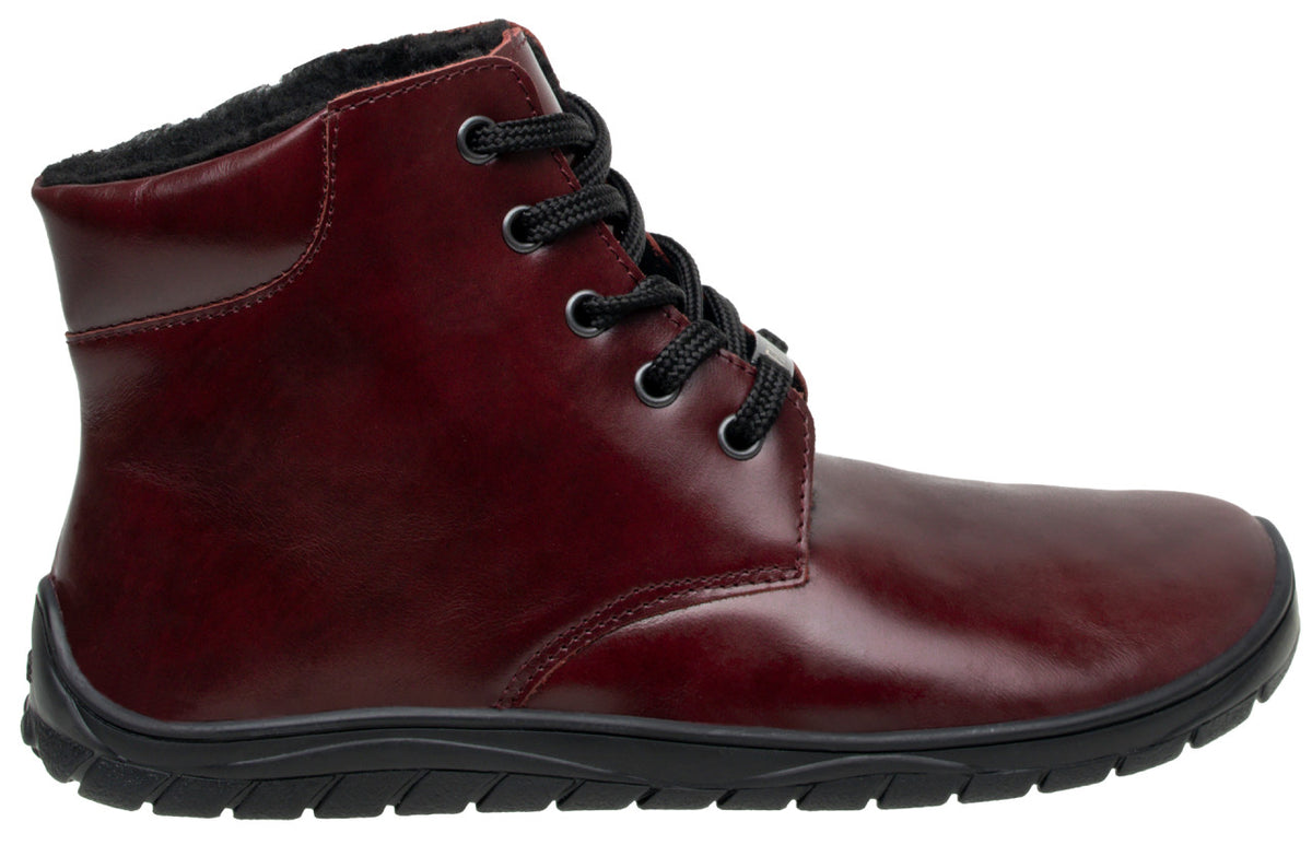 Fare Bare Nivella Winter Burgundy - Botines barefoot con forro invernal unisex burdeos