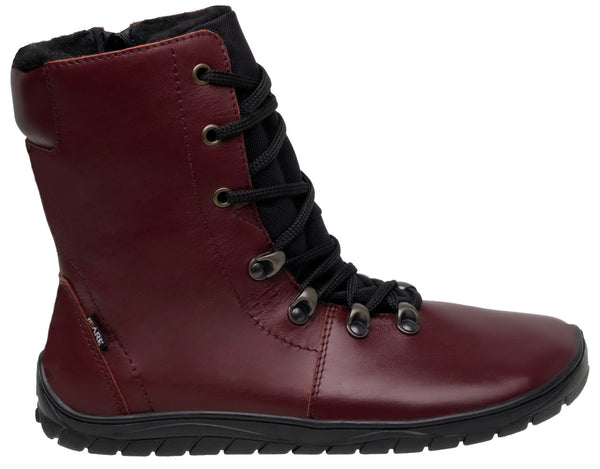 Fare Bare Norry Winter Red - Botas barefoot impermeables calientes unisex burdeos