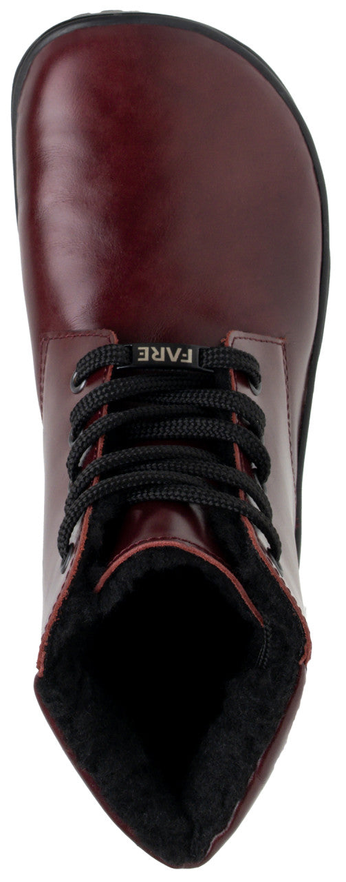 Fare Bare Nivella Winter Burgundy - Botines barefoot con forro invernal unisex burdeos