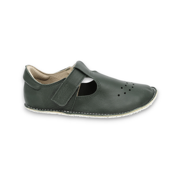 OmaKing Lusti Big Kids Green - Zapatitos barefoot elegantes para niños grandes verdes