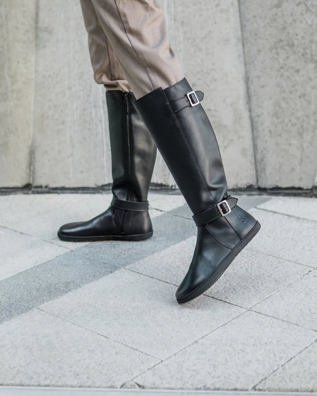 Shapen - Glam Knee Black Leather - Botas altas barefoot - Cacles Barefoot