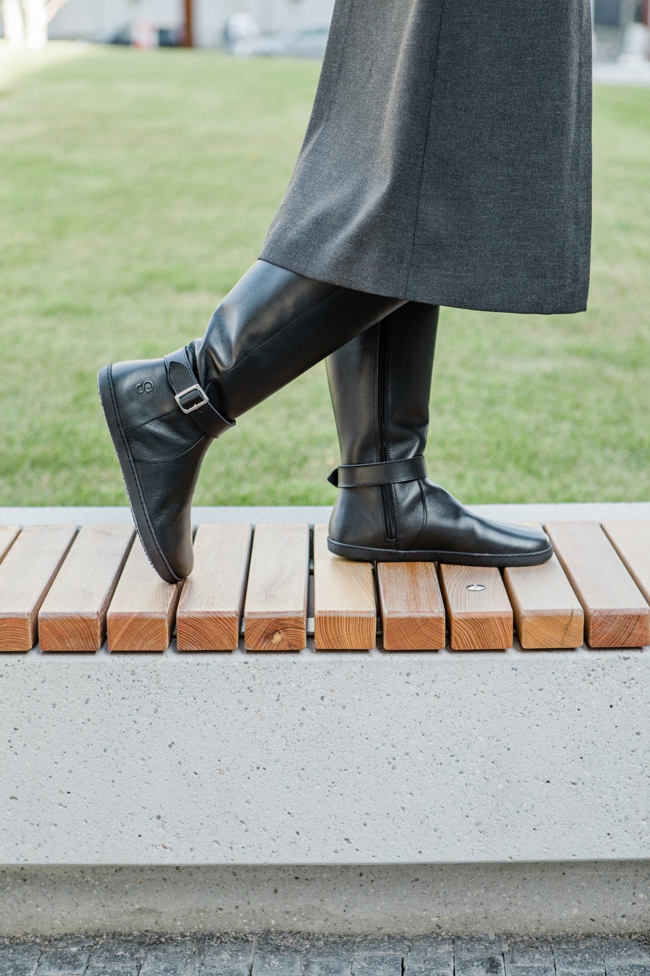 Shapen - Glam Knee Black Leather - Botas altas barefoot - Cacles Barefoot