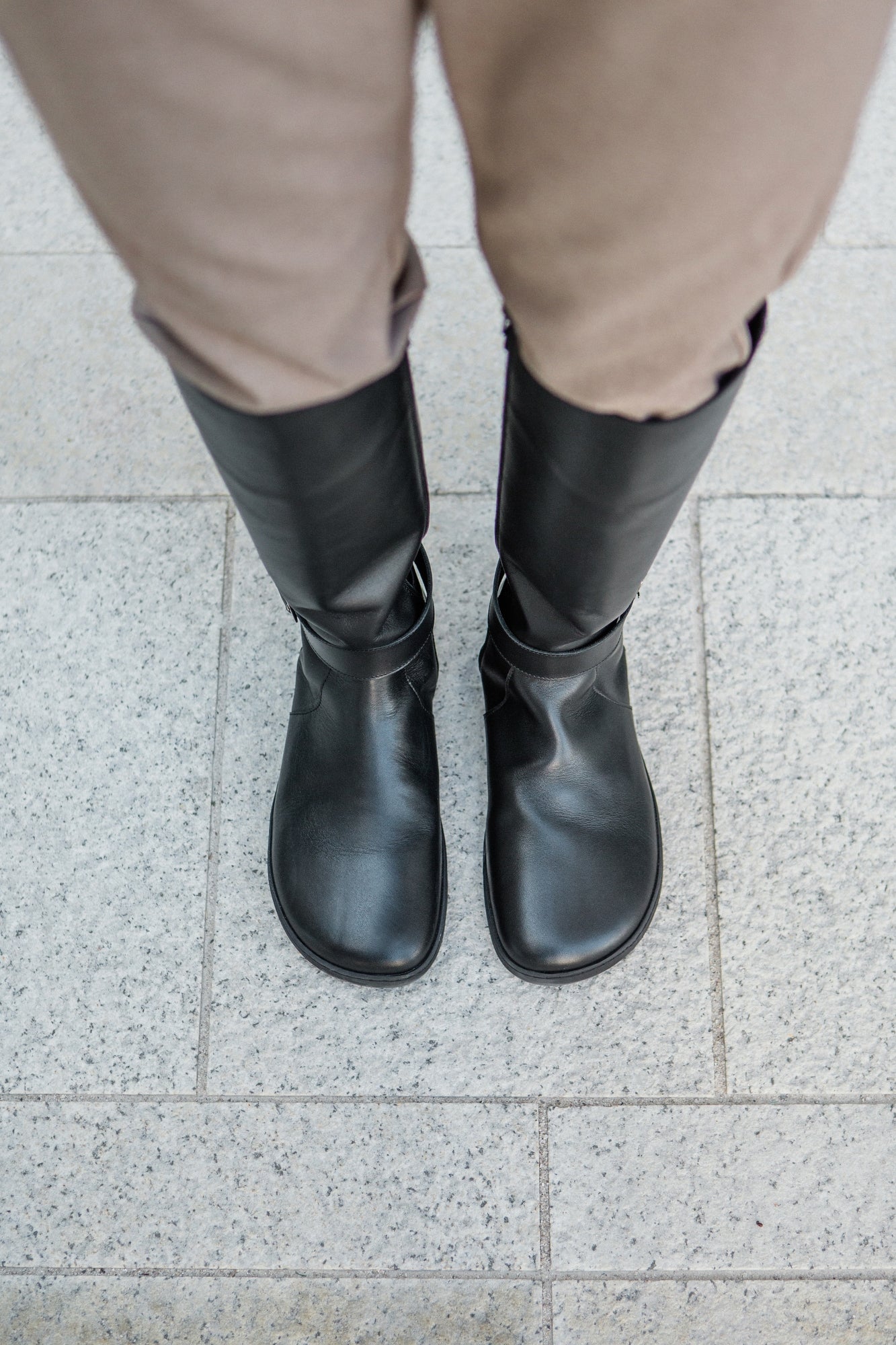 Shapen - Glam Knee Black Leather - Botas altas barefoot - Cacles Barefoot