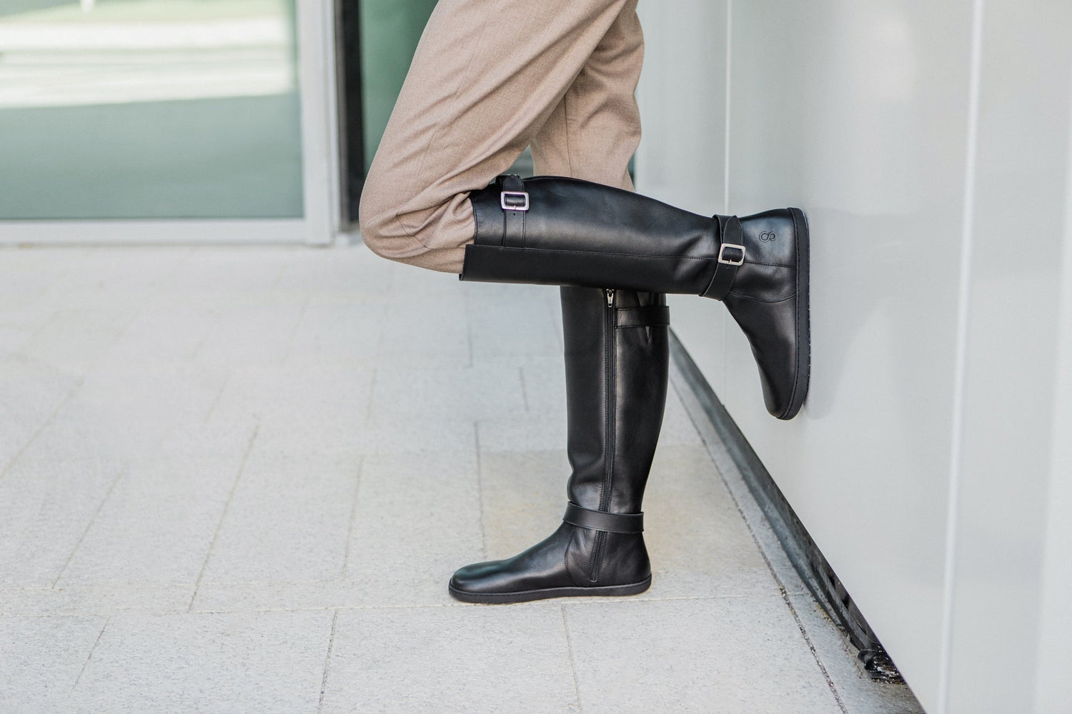 Shapen - Glam Knee Black Leather - Botas altas barefoot - Cacles Barefoot